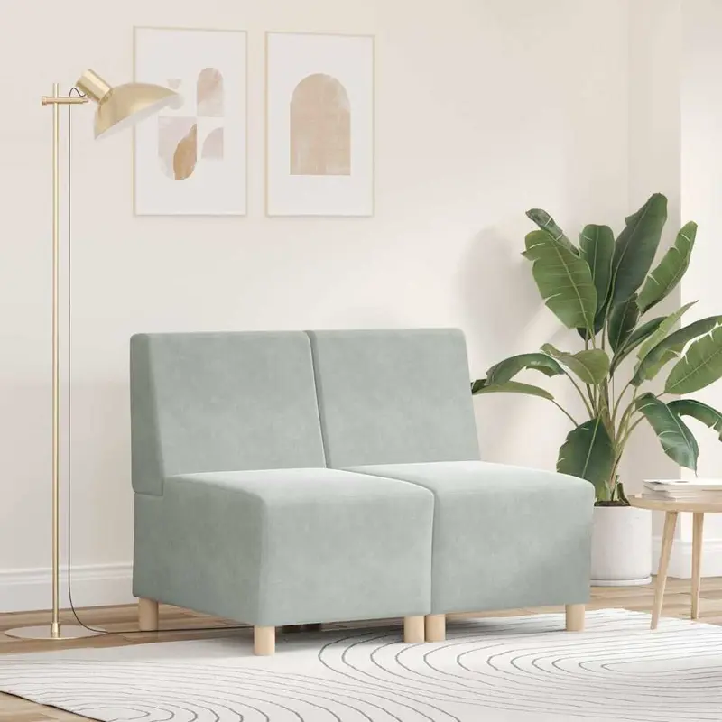 Unidad de Sofá Modular sin Brazos 2 pcs Gris Claro