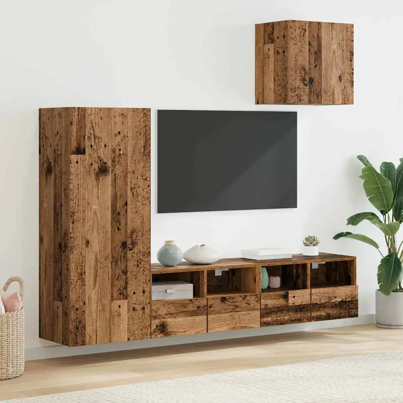 Unidades de pared para TV 4 pcs Madera Vieja