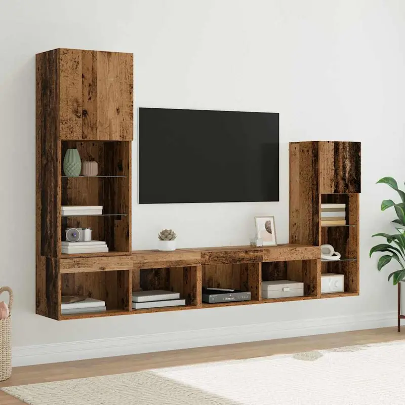 Unidades de pared para TV 4 pcs Madera vieja
