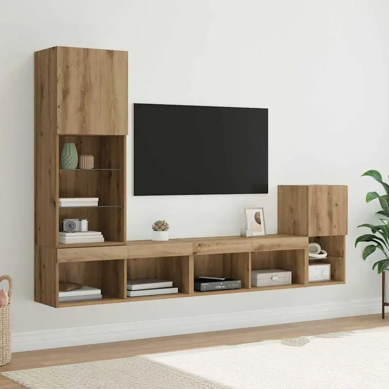Unidades de pared para TV Roble artesanal Madera contrachapada