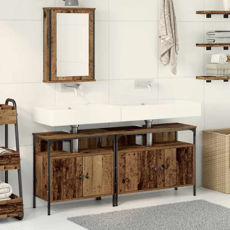 Unidades de Tocador de Baño 3 pcs Marrón Madera contrachapada