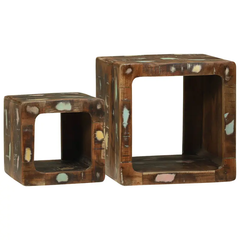 Unidades de TV 2 pcs Multicolor Madera sólida recuperada