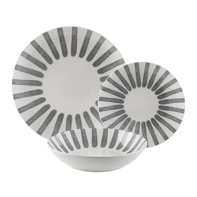 VAJILLA 18 PIEZAS JUNGLE GRIS