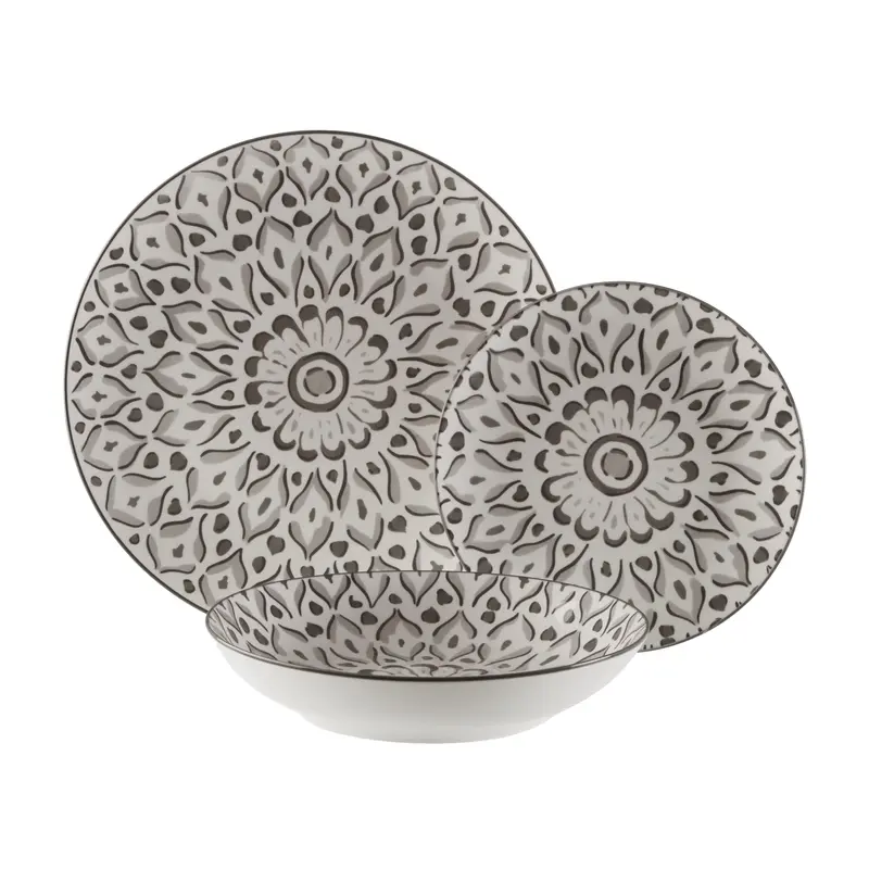 VAJILLA 18 PIEZAS LOLA GRIS