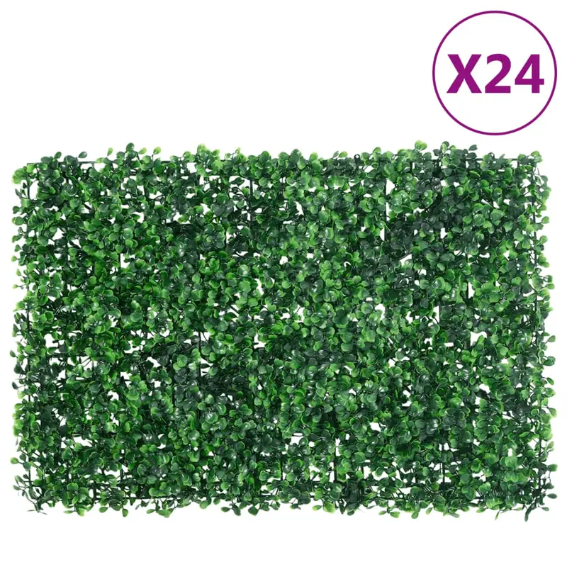 Valla de hojas de arbusto artificial 24 uds verde 40x60 cm