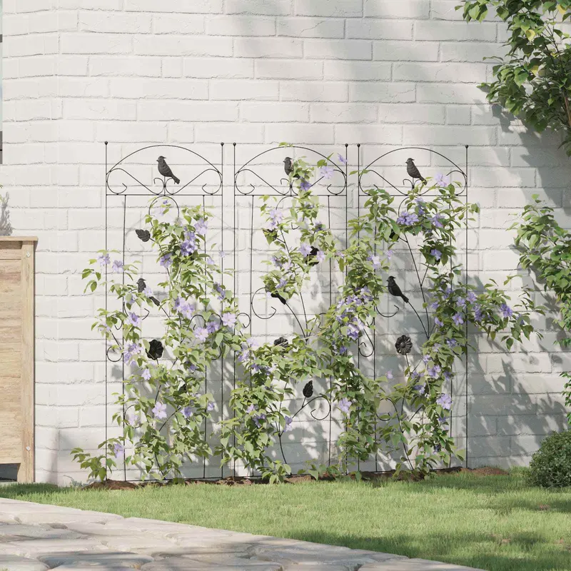 Valla de Jardín 3 pcs Negro 110 x 40 cm Acero