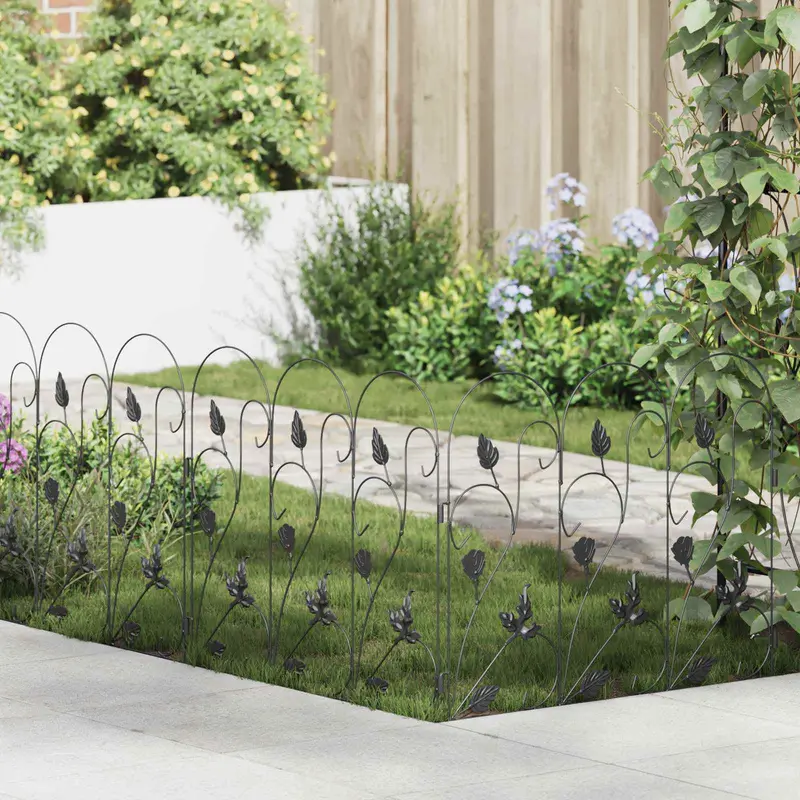 Valla de Jardín 5 pcs Negro Acero