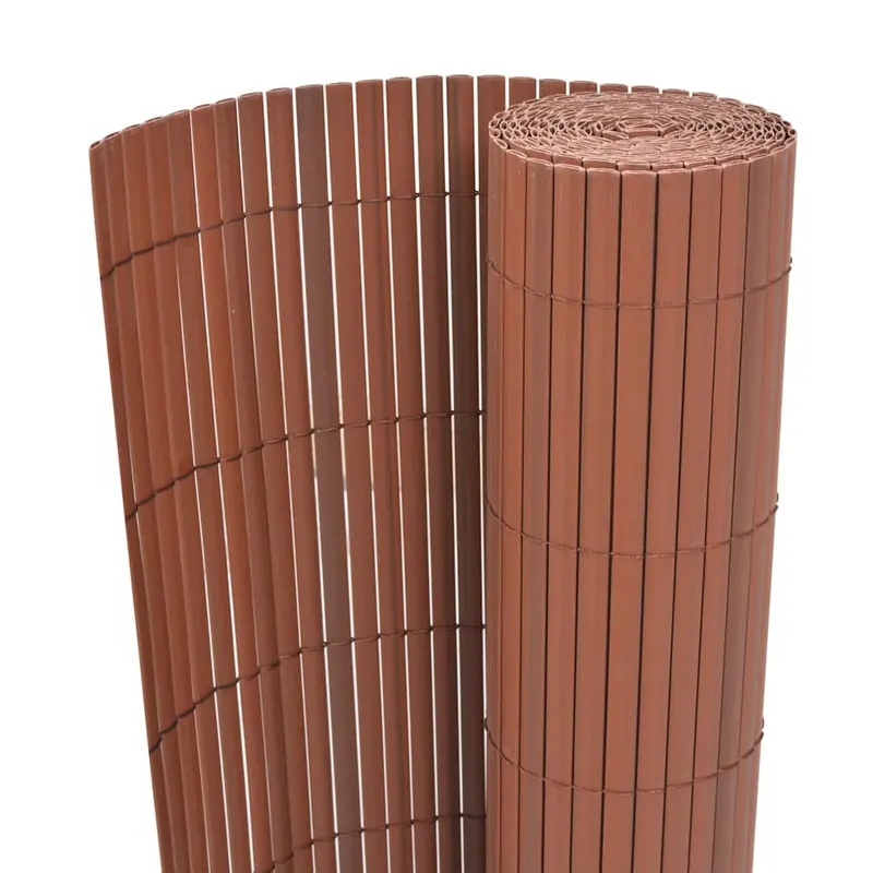 Valla de jardín de doble cara PVC marrón 90x500 cm