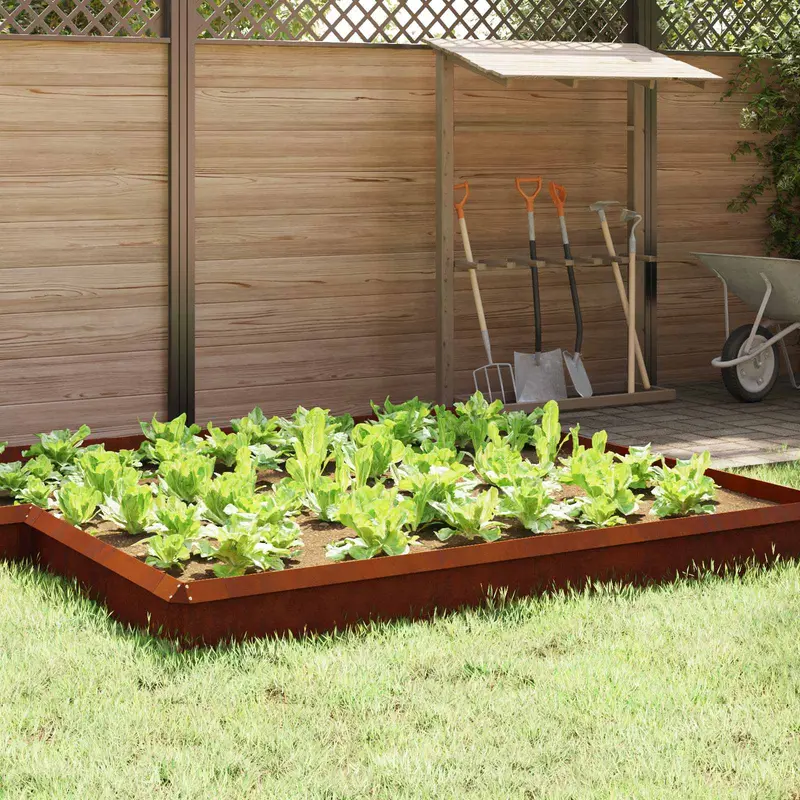 Valla para caracoles 16 pcs Oxidado 100 x 3,5 x 25 cm