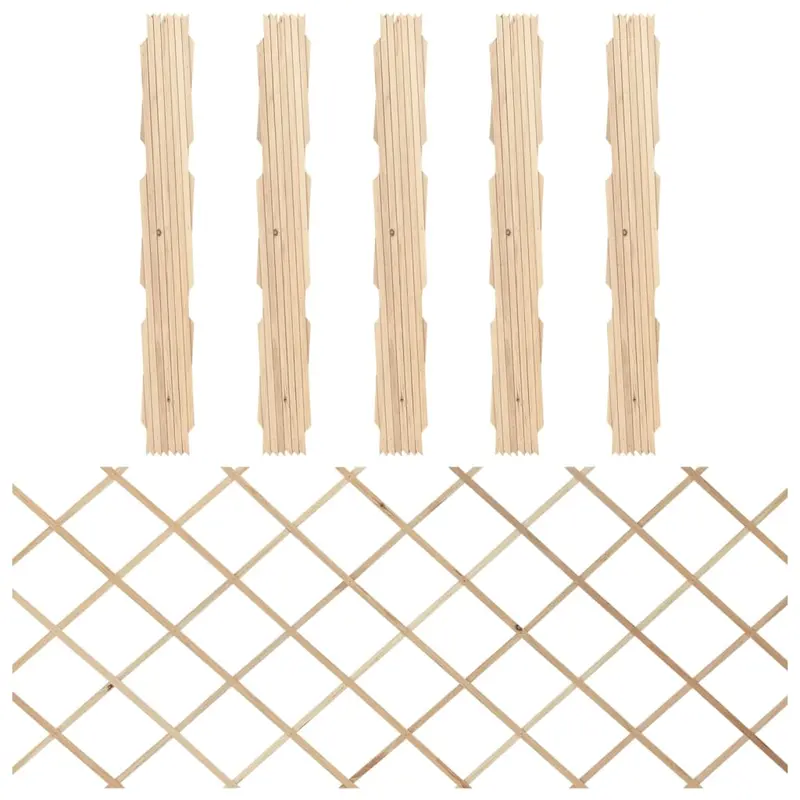 Vallas enrejado 5 uds madera maciza de abeto 180x80 cm