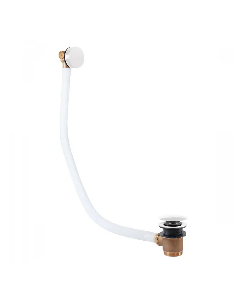 Válvula de desagüe con rebosadero para bañera, sistema Click Clack en blanco mate Complementos Tres