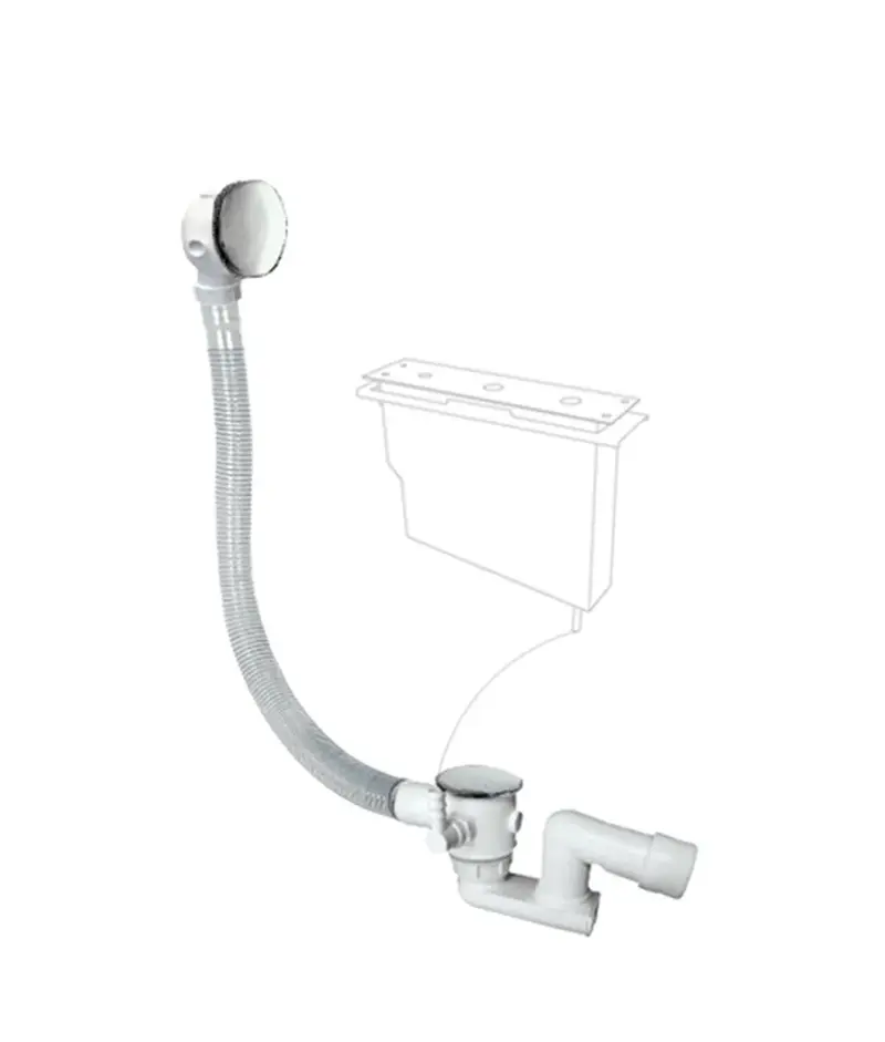 Válvula de desagüe estilo click clack apta para bañera con rebosadero y toma de drenaje Complementos Tres