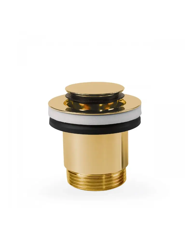 Válvula de desagüe para lavabo con acabado dorado TRES