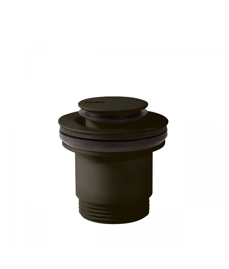 Válvula de desagüe para lavabo con acabado negro bronce y opción siempre abierto Click Clack Simple Rapid Tres