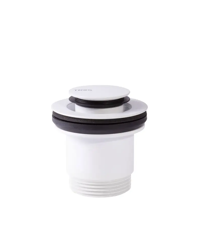 Válvula de desagüe para lavabo con apertura permanente acabado blanco mate Click Clack Simple Rapid Tres