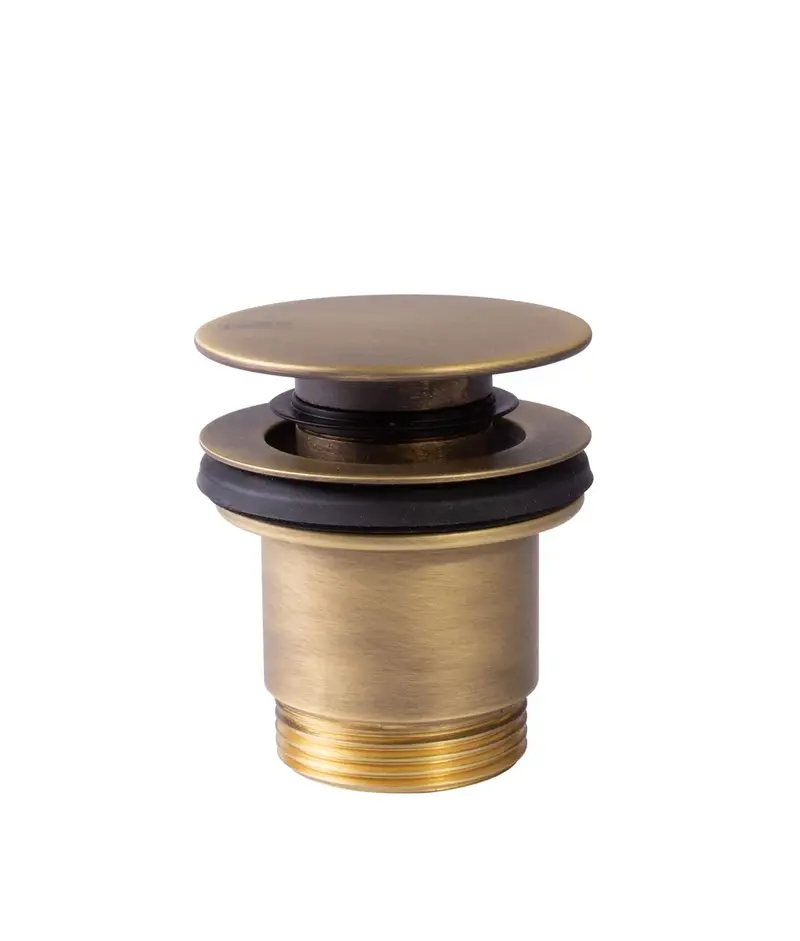 Válvula de desagüe para lavabo con o sin rebosadero en latón viejo mate Click Clack Simple Rapid Tres