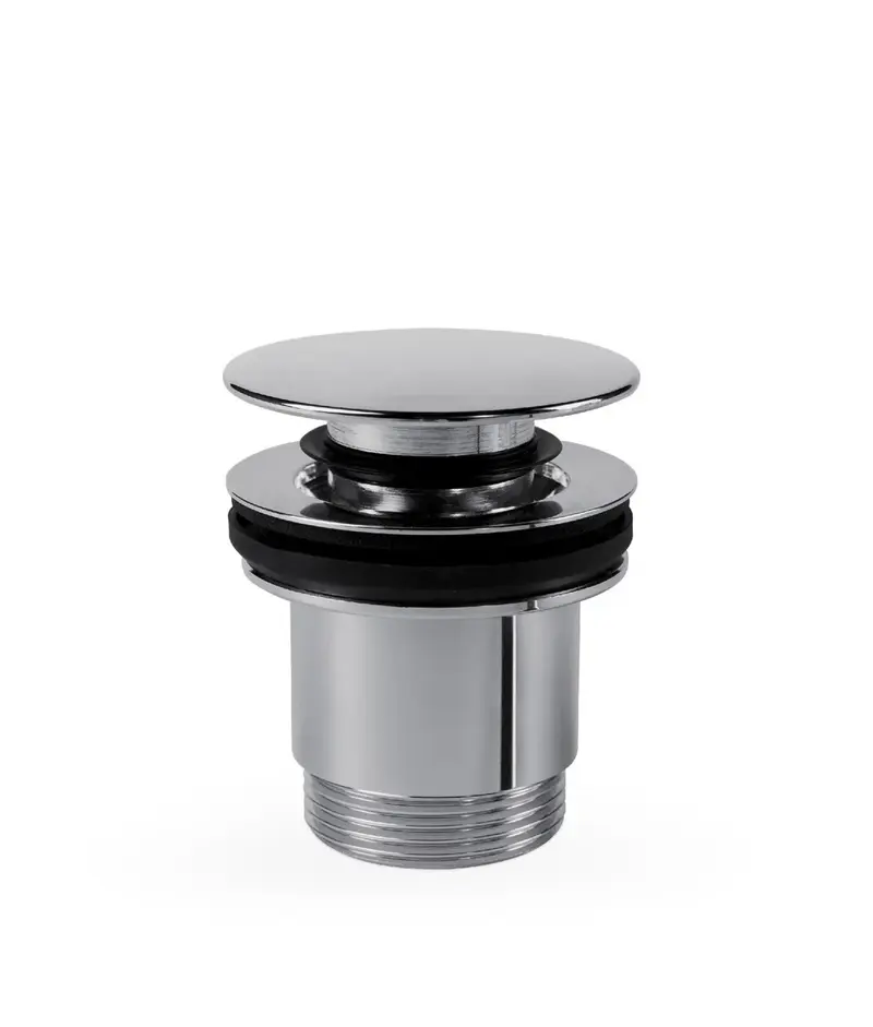 Válvula de desagüe para lavabo de acabado cromado con o sin rebosadero Click Clack Simple Rapid Tres