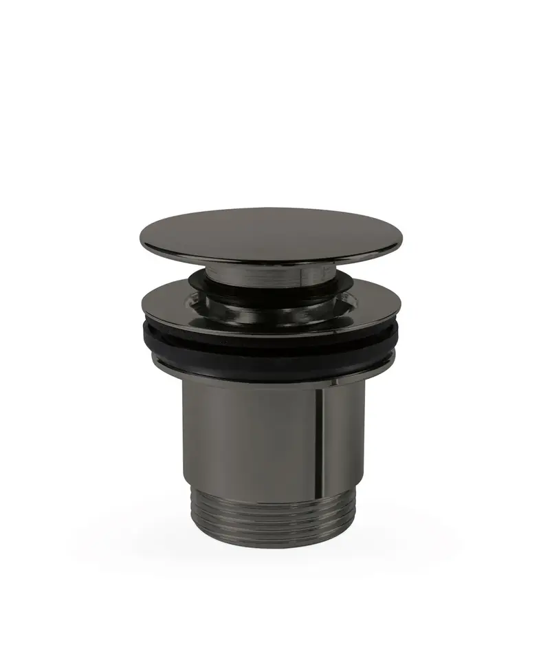 Válvula de desagüe para lavabo de acabado negro metalizado con o sin rebosadero Click Clack Simple Rapid Tres