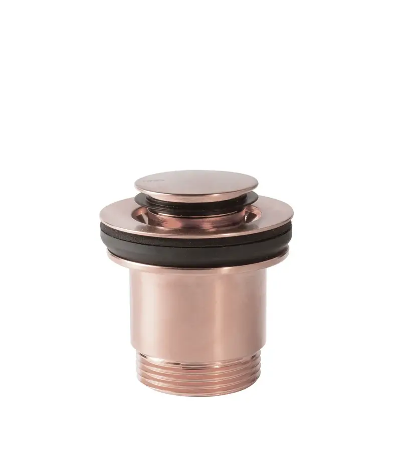 Válvula de desagüe para lavabo opción siempre abierta de acabado oro rosa mate Click Clack Simple Rapid Tres