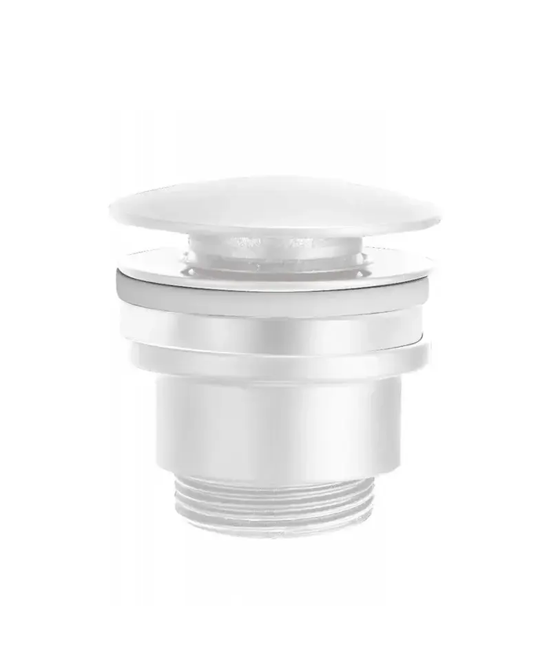 Válvula de desagüe para lavabos y bidés fabricada en latón de color blanco mate de Imex