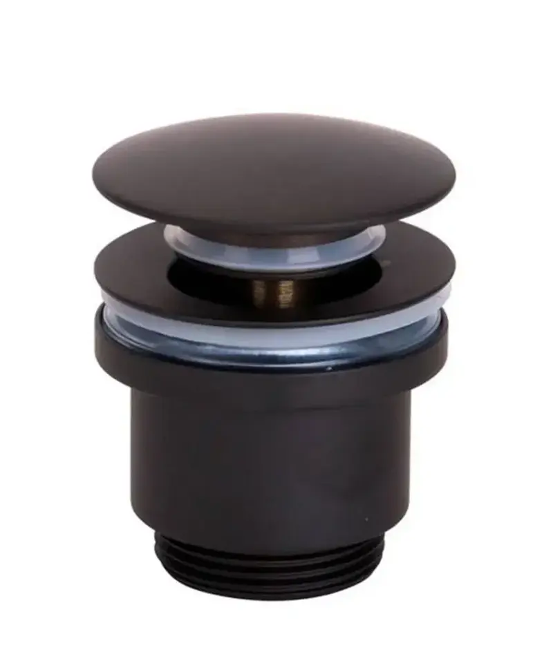 Válvula de desagüe para lavabos y bidés fabricada en latón de color negro mate de Imex