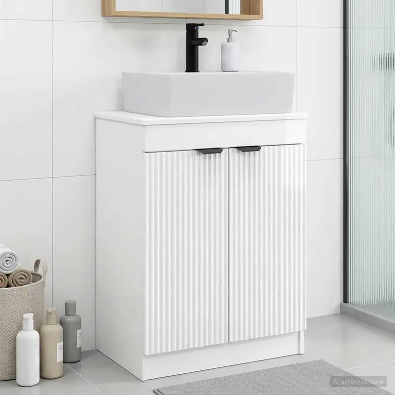 Vanidad de baño con lavabo Blanco Brillante 54 x 35 x 83 cm