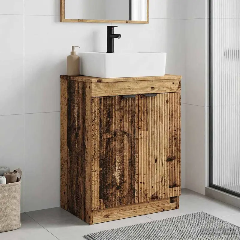 Vanidad de baño con lavabo Madera envejecida 54 x 35 x 83 cm