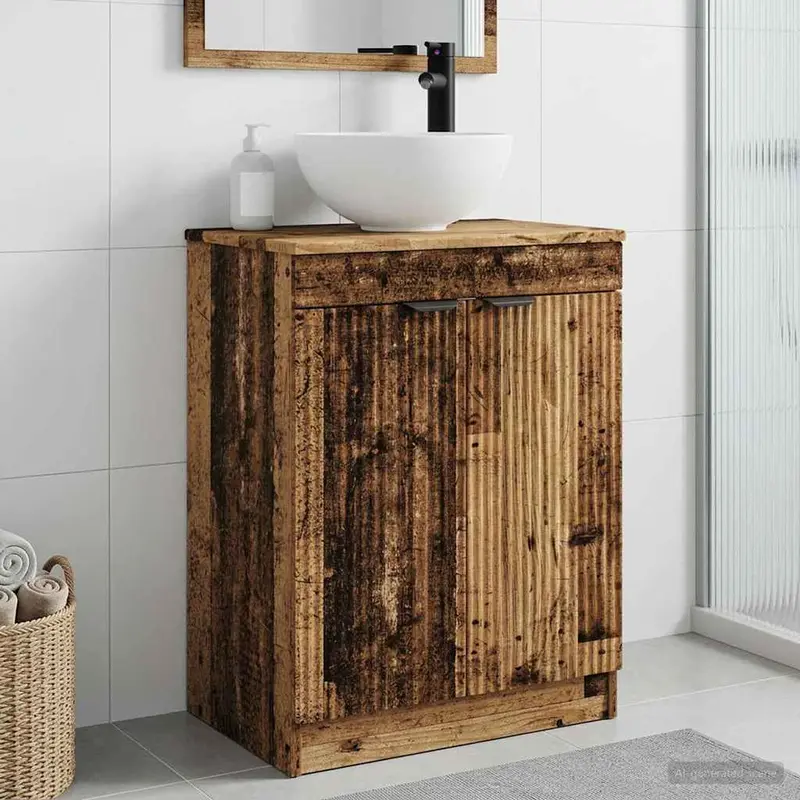 Vanidad de baño con lavabo Madera envejecida 54 x 35 x 83 cm