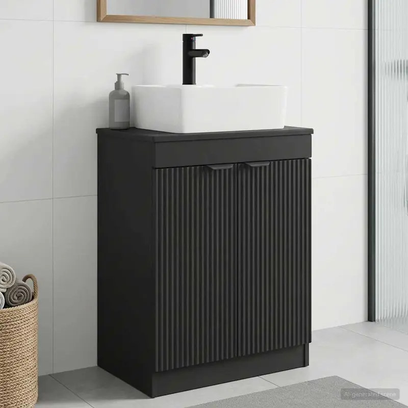 Vanidad de baño con lavabo Negro 54 x 35 x 83 cm