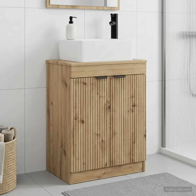 Vanidad de baño con lavabo Roble Artesanal 54 x 35 x 83 cm