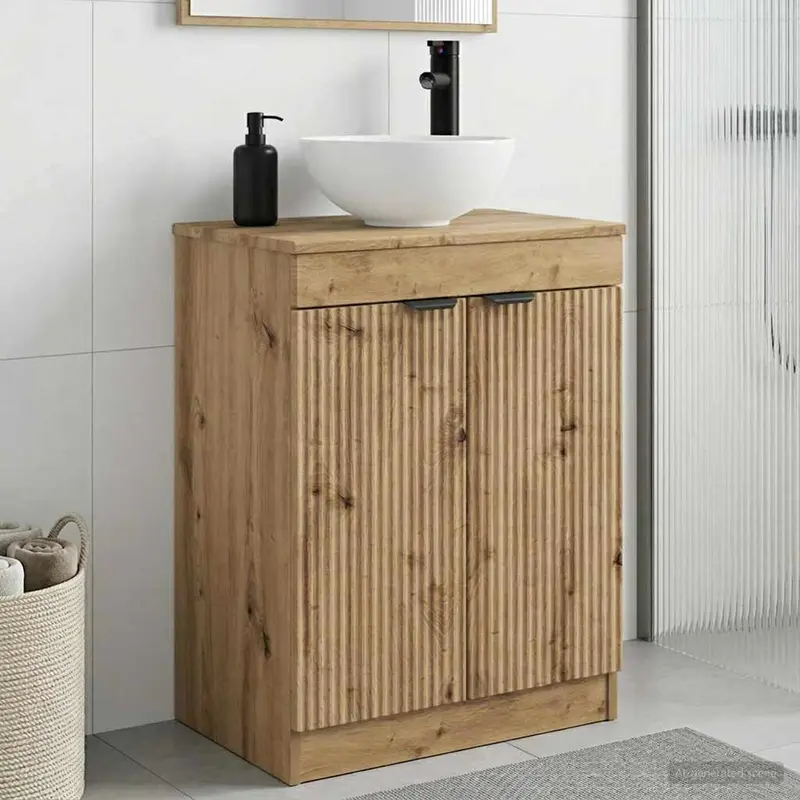 Vanidad de baño con lavabo Roble Artesanal 54 x 35 x 83 cm