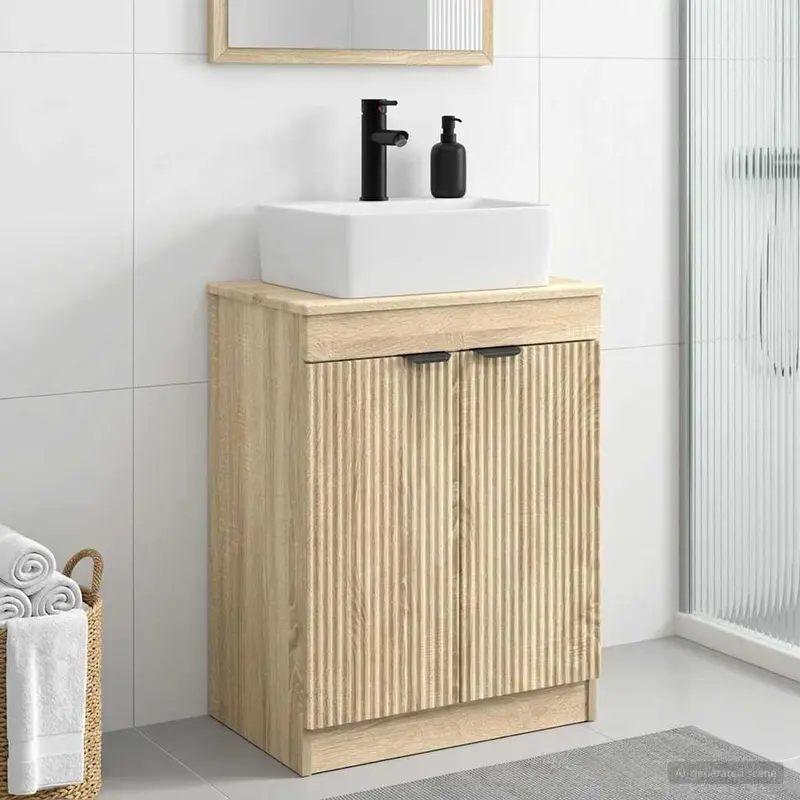 Vanidad de baño con lavabo Roble Sonoma 54 x 35 x 83 cm