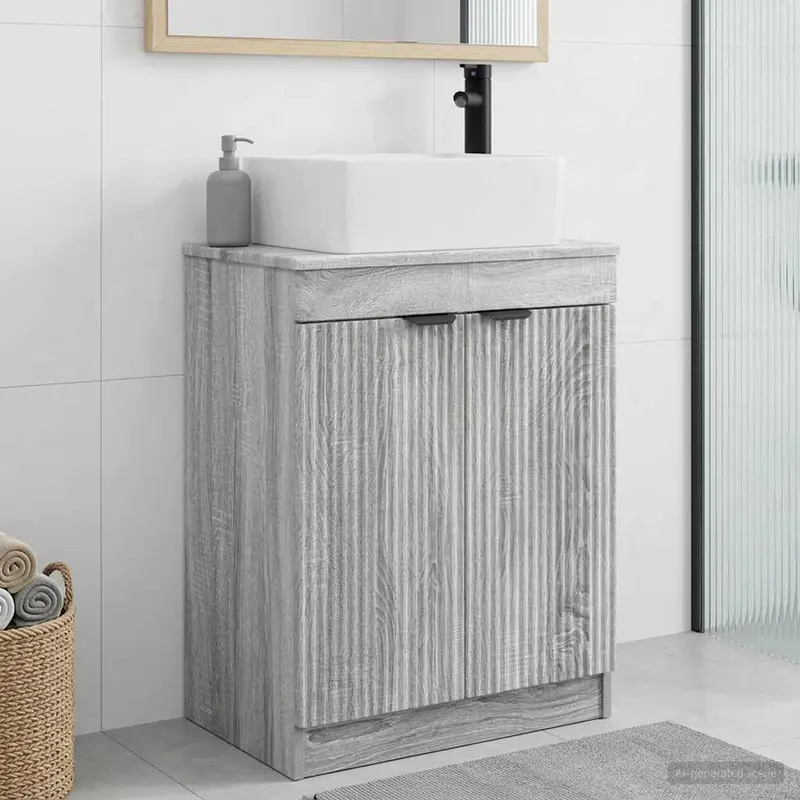 Vanidad de baño con lavabo Sonoma gris 54 x 35 x 83 cm