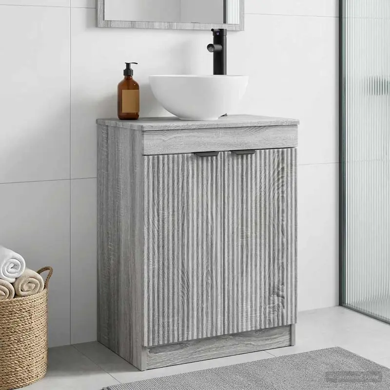 Vanidad de baño con lavabo Sonoma gris 54 x 35 x 83 cm
