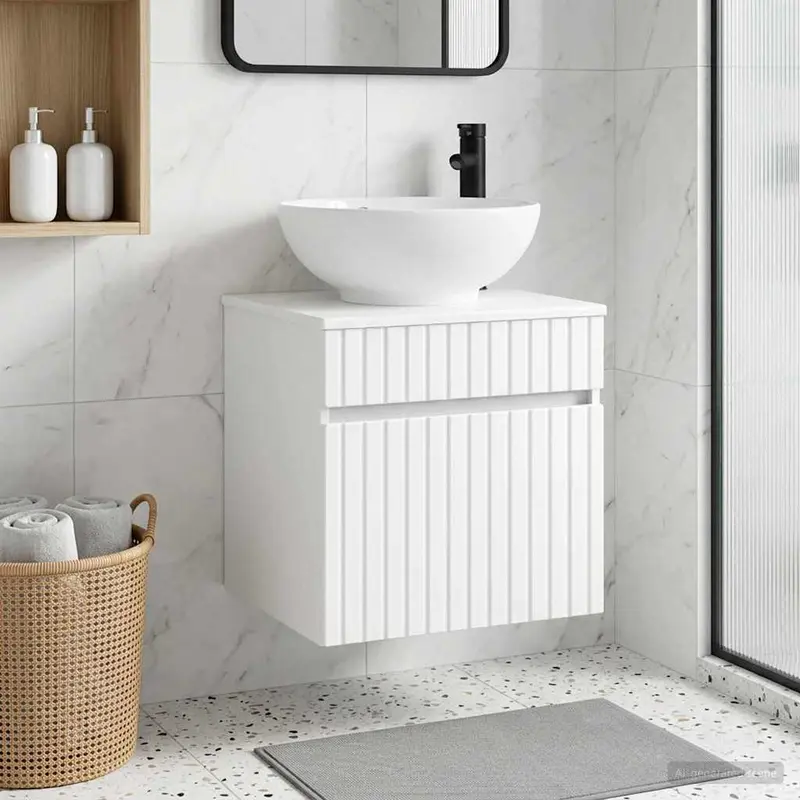 Vanidad de lavabo montada en la pared Blanco