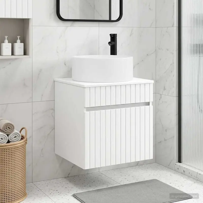 Vanidad de lavabo montada en la pared Blanco