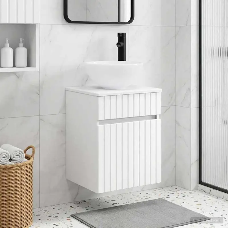 Vanidad de lavabo montada en la pared Blanco 39 x 35 x 63 cm