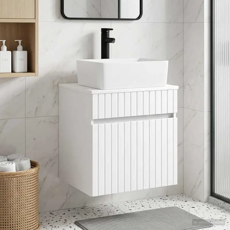 Vanidad de lavabo montada en la pared Blanco 49 x 41 x 63 cm