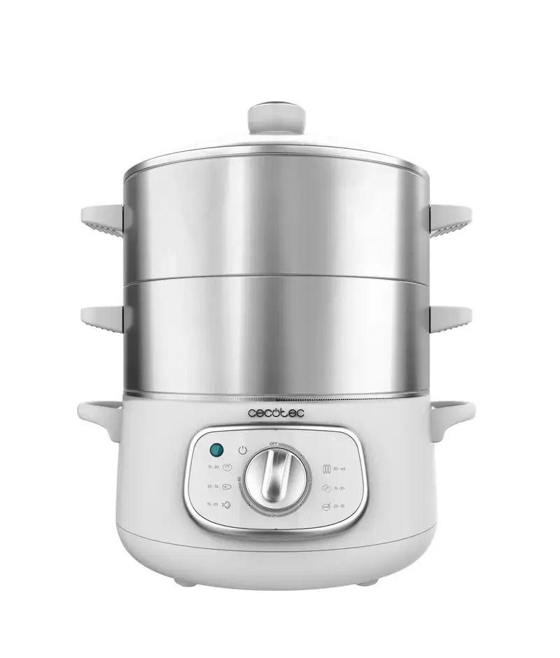 Vaporera eléctrica 1300W 10L con 3 recipientes de acero inoxidable para cocinar al vapor Vapovita SteelPot de Cecotec