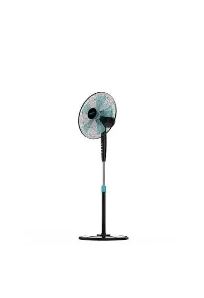 Ventilador de pie con 3 velocidades y altura ajustable en color negro y turquesa energysilence 510 de Cecotec