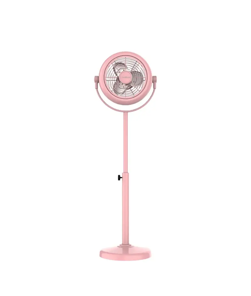 Ventilador de Pie Retro Rosa 25W con Inclinación Ajustable y Seguridad Mejorada de Cecotec