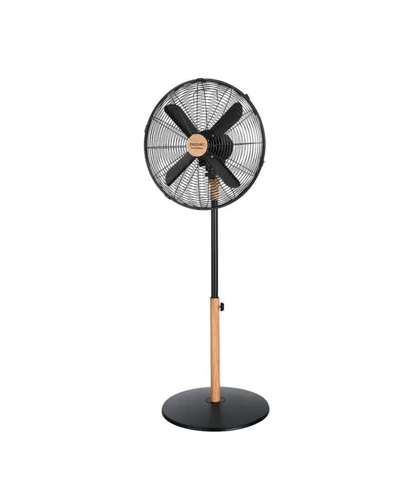 Ventilador de Pie Silencioso 50W con Diseño en Madera y Altura Ajustable de Cecotec