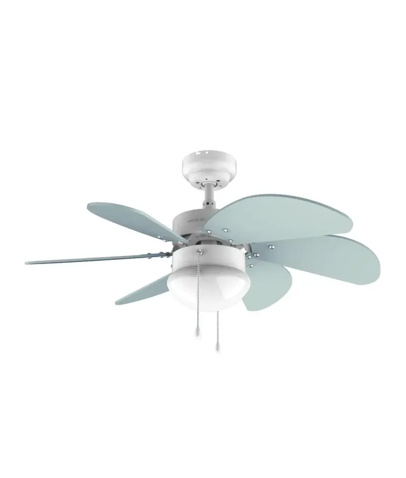 Ventilador de Techo 50W con Lámpara, 6 Aspas Reversibles y Función Verano/Invierno de Cecotec