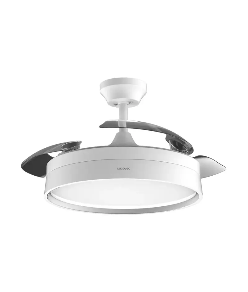 Ventilador de Techo con Aspas Retráctiles y LED, Motor DC Silencioso y Temporizador de Cecotec