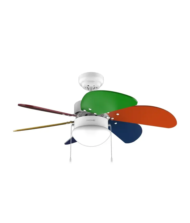 Ventilador de Techo de 50W con Iluminación, 6 Aspas Intercambiables y Función Estacional de Cecotec