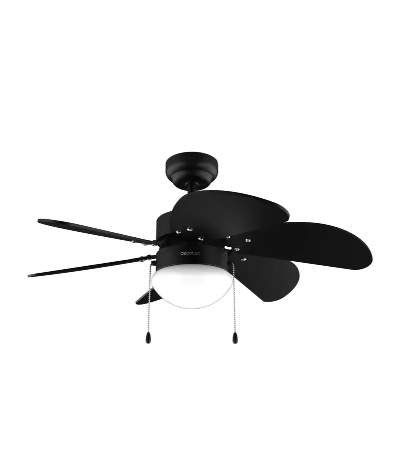 Ventilador de Techo Negro 50W con Lámpara, 6 Aspas y Modo Invierno-Verano de Cecotec