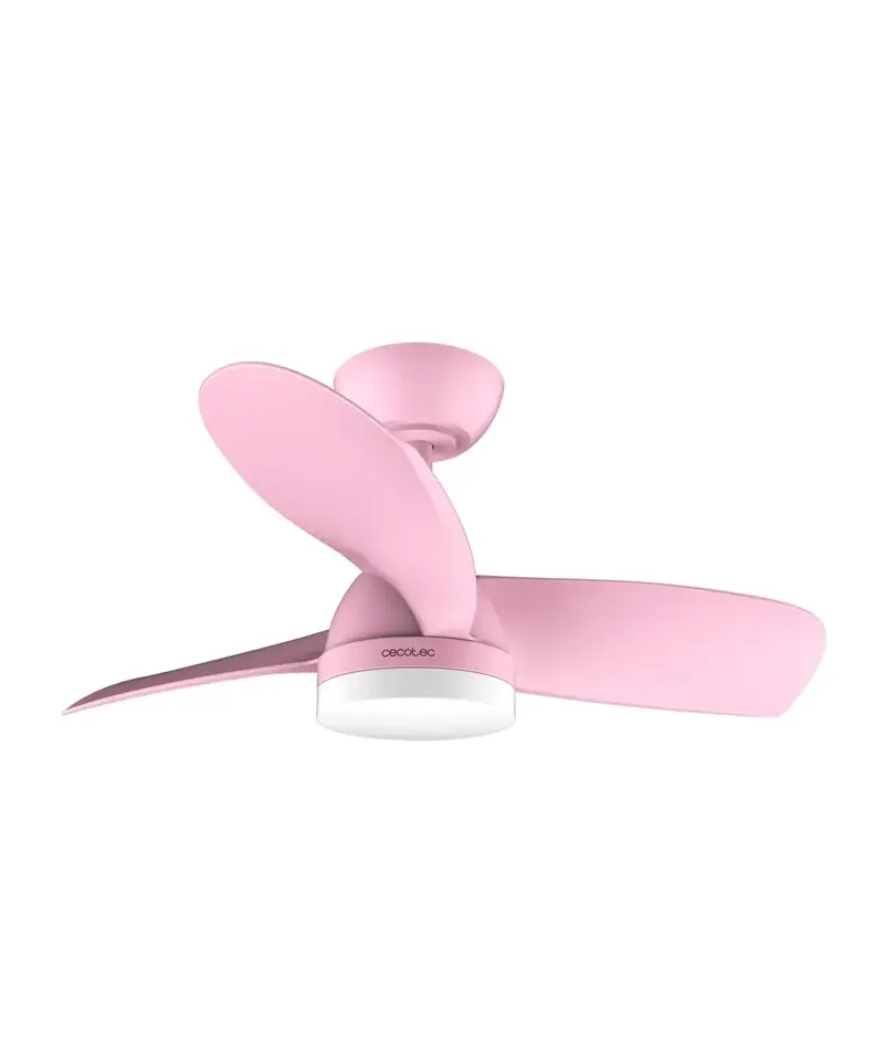 Ventilador de Techo Rosa con Motor DC, Luz LED y Control Remoto - EnergySilence Aero de Cecotec