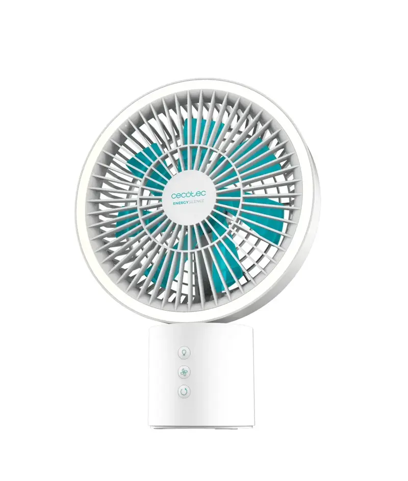 Ventilador Portátil 8000mAh con Luz LED y Oscilación 360º para Hogar y Oficina de Cecotec