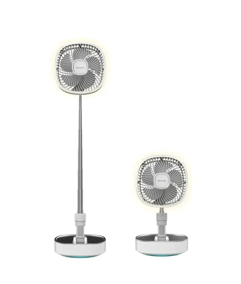 Ventilador Portátil Plegable con Batería 8000mAh, Oscilación y Luz LED de Cecotec