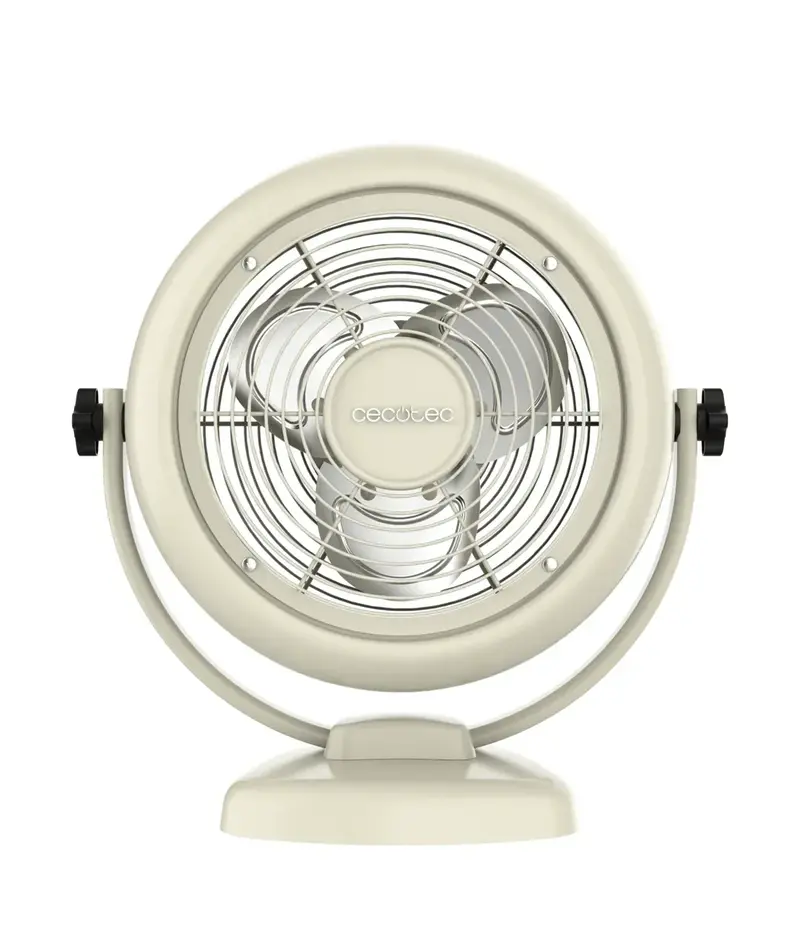 Ventilador Retro de Sobremesa Beige 20W, 8'' con 2 Velocidades y Diseño Elegante de Cecotec